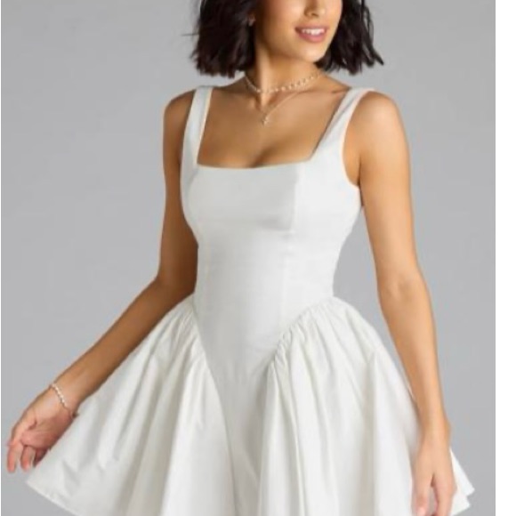 Windsor White Fit And Flare Mini Dress